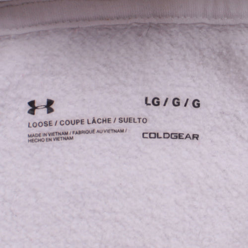 Under Armour Men's White ColdGear Pullover Hoodie Size L Loose Fit