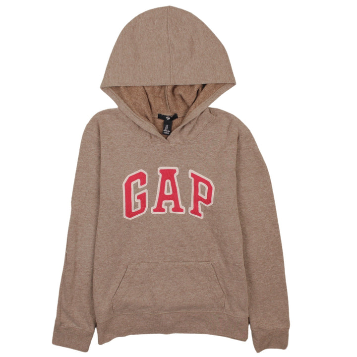 GAP Women Beige Logo Pullover Hoodie Small Casual Cotton Blend