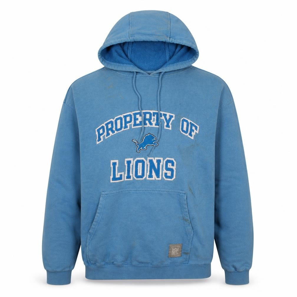 Reebok Men’s Blue Pullover Hoodie M NFL Lions Relaxed Fit Vintage