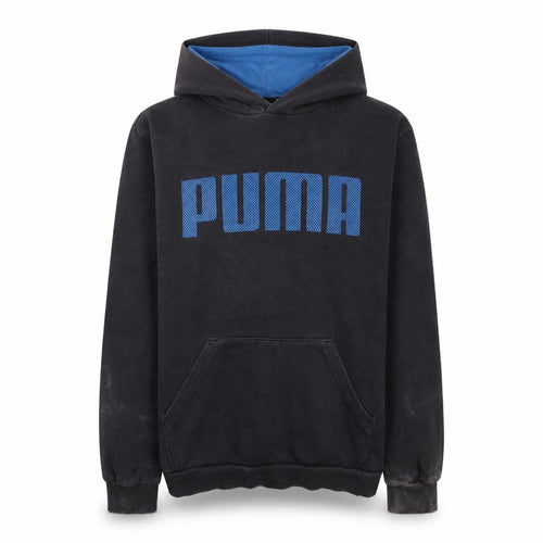Puma Boys Black Blue Pullover Hoodie 13-14 Years Cotton Fleece Lined
