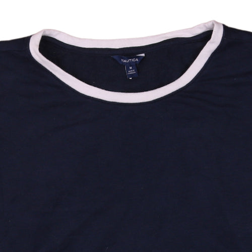 Nautica Mens Blue Long Sleeve Crew Neck Cotton T-Shirt M