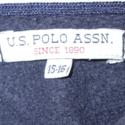 U.S. Polo Assn Boys Navy Blue Pullover Hoodie 15-16 Years Cotton Blend
