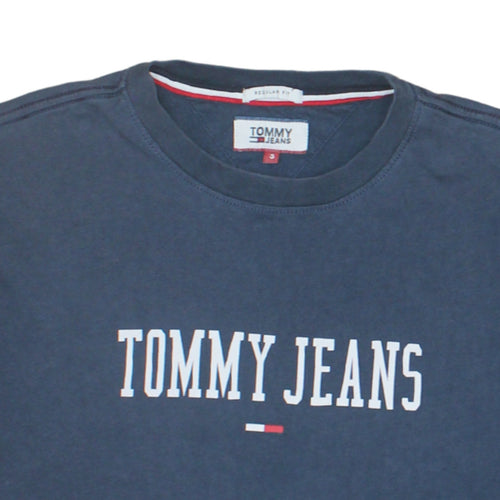 Tommy Jeans Men's Blue Regular Fit Logo Cotton T-Shirt Size S