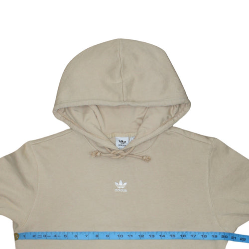 Adidas Women Beige Pullover Hoodie Size 8 Cotton Logo Casual