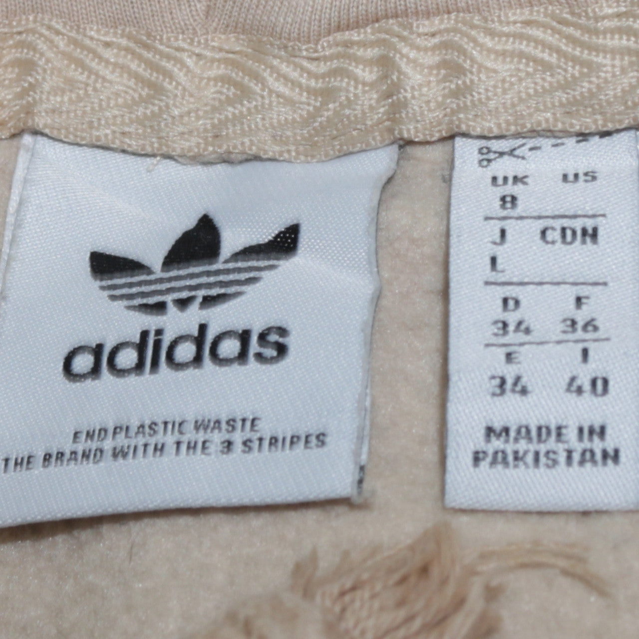 Adidas Women Beige Pullover Hoodie Size 8 Cotton Logo Casual