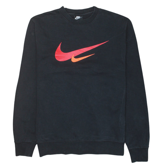 Nike Men's Black Pullover Sweatshirt Small Red Logo Crew Neck Fleece