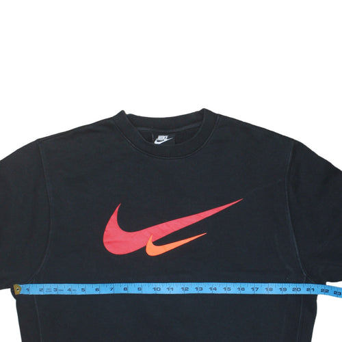 Nike Men's Black Pullover Sweatshirt Small Red Logo Crew Neck Fleece