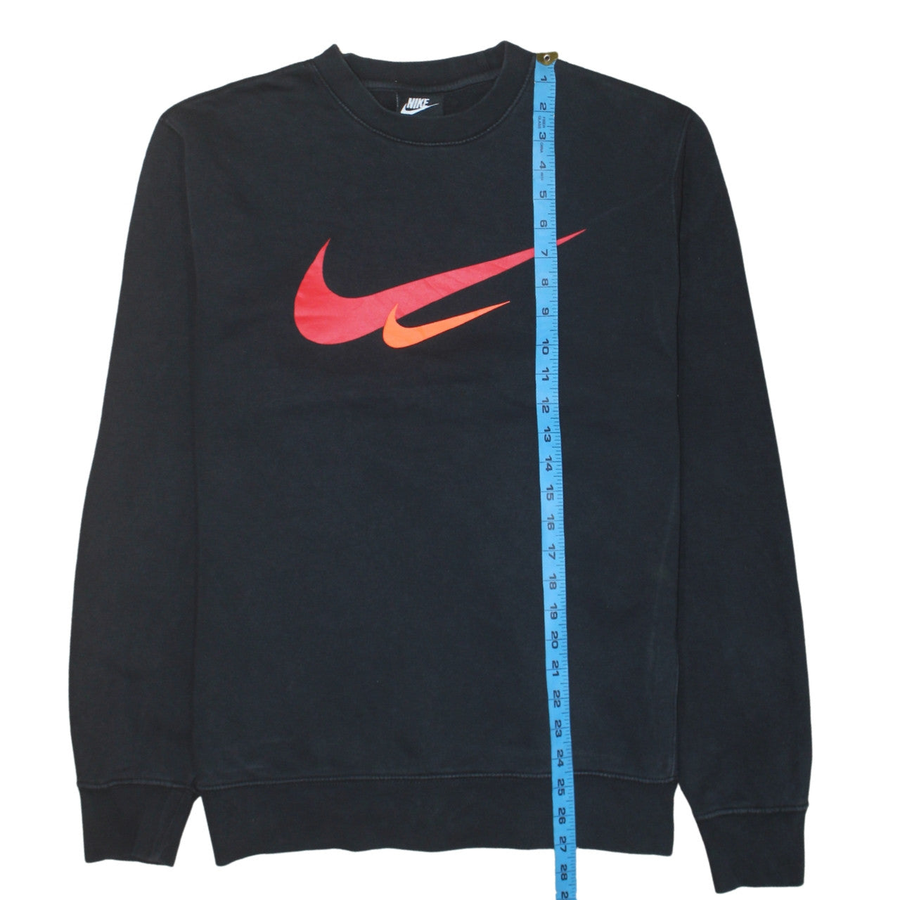 Nike Men's Black Pullover Sweatshirt Small Red Logo Crew Neck Fleece