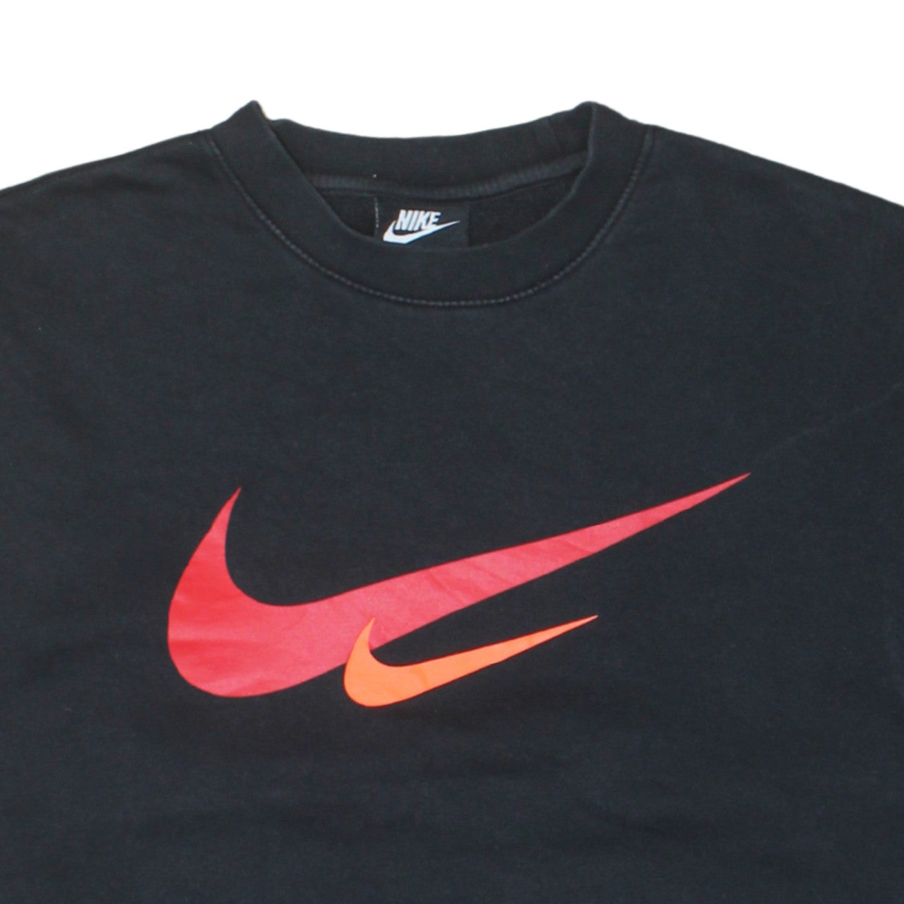 Nike Men's Black Pullover Sweatshirt Small Red Logo Crew Neck Fleece
