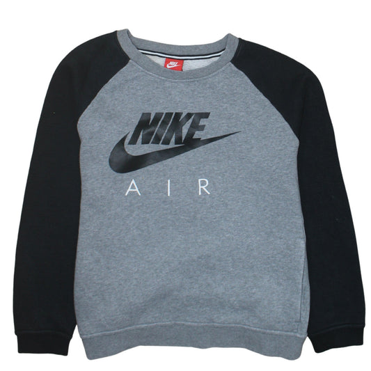 Nike Air Mens Grey Black Pullover Sweatshirt M Crew Neck Regular Fit