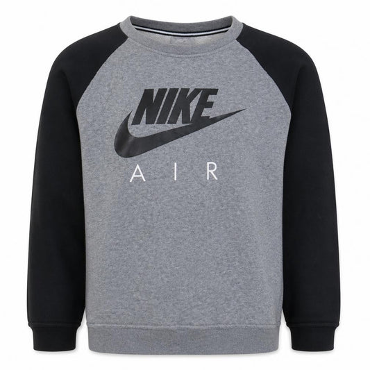 Front view of Nike Air men’s grey black pullover sweatshirt m crew neck regular fit