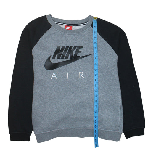 Nike Air Mens Grey Black Pullover Sweatshirt M Crew Neck Regular Fit