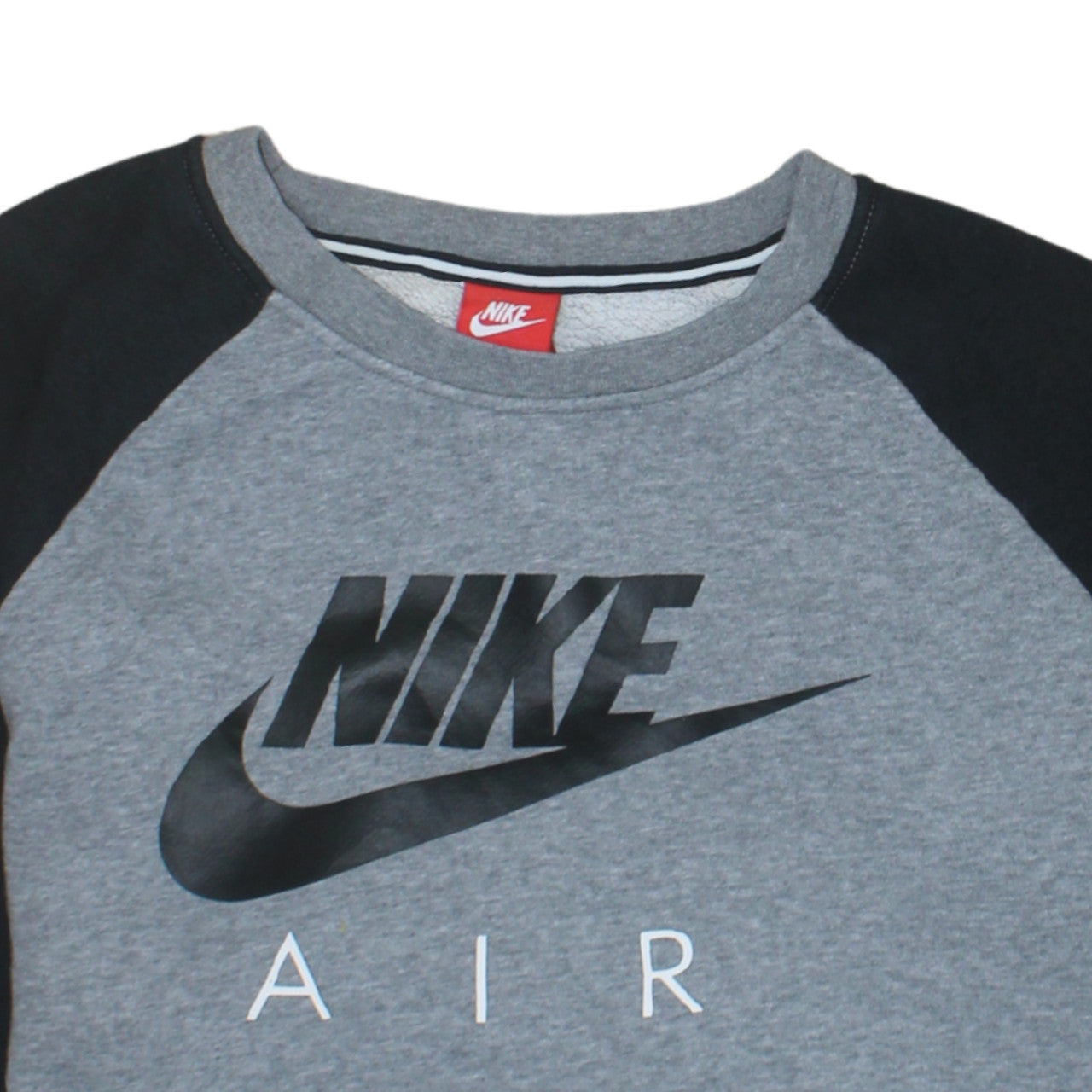 Nike Air Mens Grey Black Pullover Sweatshirt M Crew Neck Regular Fit