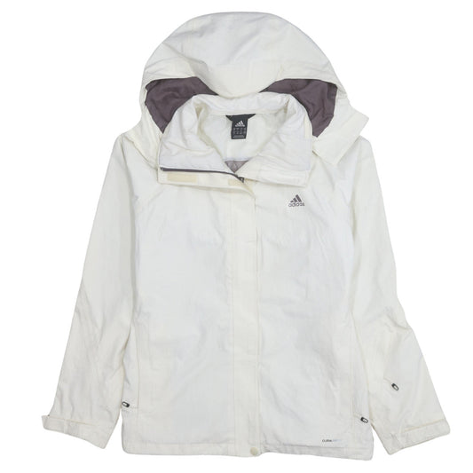 Adidas Women White Waterproof Hooded Rain Jacket Size 18