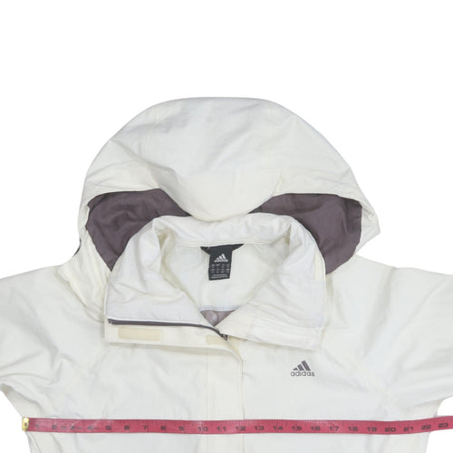 Adidas Women White Waterproof Hooded Rain Jacket Size 18