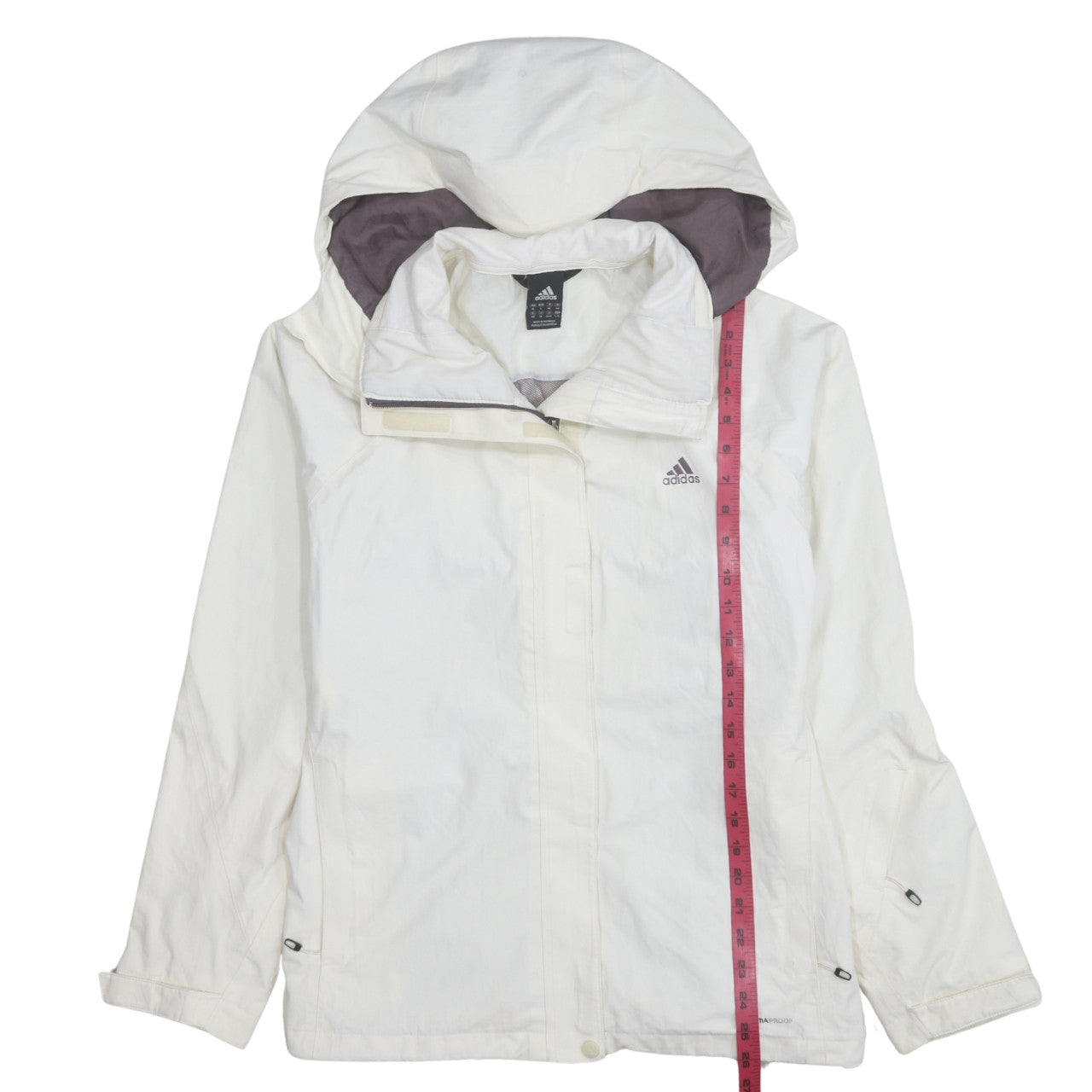 Adidas Women White Waterproof Hooded Rain Jacket Size 18
