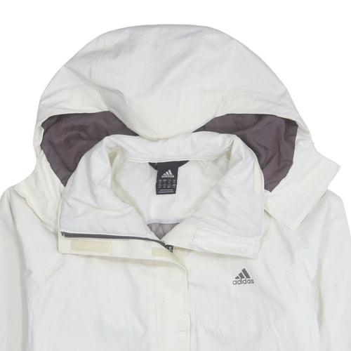 Adidas Women White Waterproof Hooded Rain Jacket Size 18