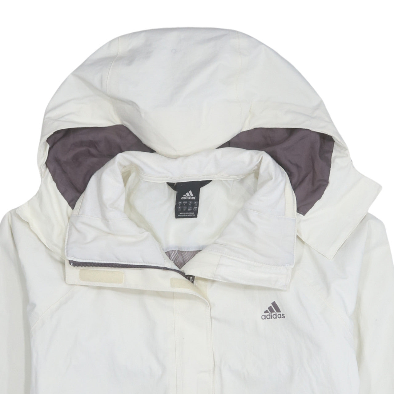 Adidas Women White Waterproof Hooded Rain Jacket Size 18