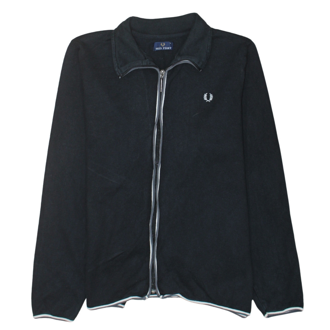 Fred Perry Men's Black Full Zip Collared Sweatshirt Size L