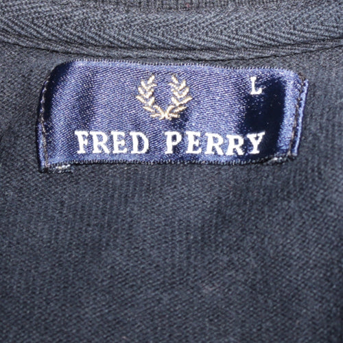 Fred Perry Men's Black Full Zip Collared Sweatshirt Size L