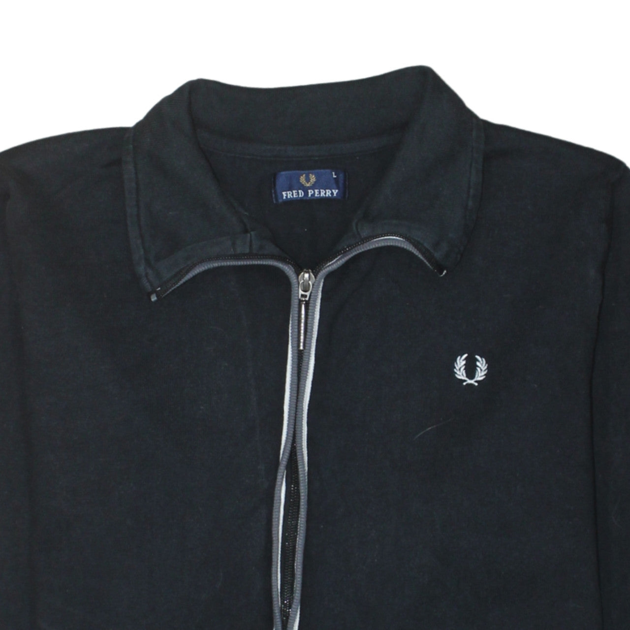 Fred Perry Men's Black Full Zip Collared Sweatshirt Size L