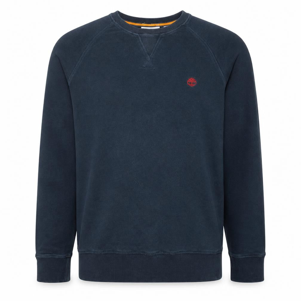 Front view of Timberland Men's Blue Crew Neck Regular Fit Cotton Sweatshirt S