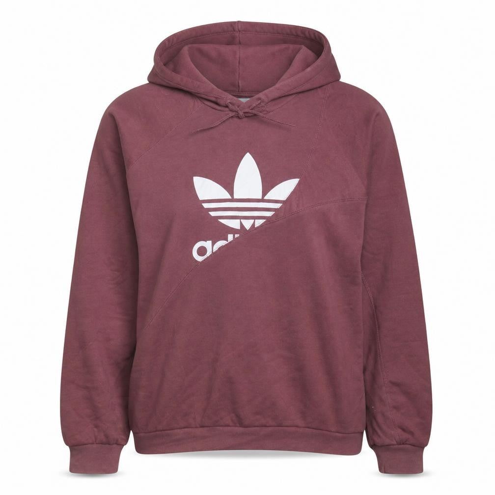 Front view of Adidas women’s mauve pullover hoodie m logo graphic cotton blend