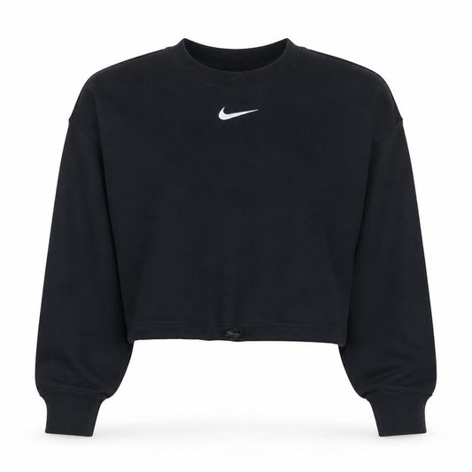Front view of Nike Women's Black Small Cropped Pullover Sweatshirt