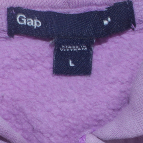 GAP Womens Purple Full Zip Hoodie Size L - Logo Casual Sweatshirt