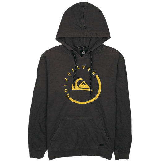 Quiksilver Mens Black XL Pullover Hoodie with Yellow Logo