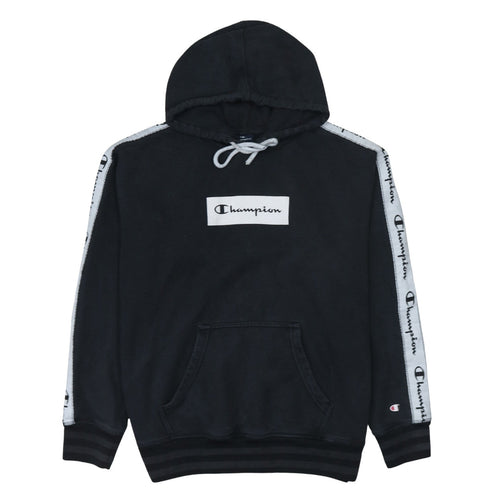 Champion Men's Black Small Pullover Hoodie Logo Tape Sleeve