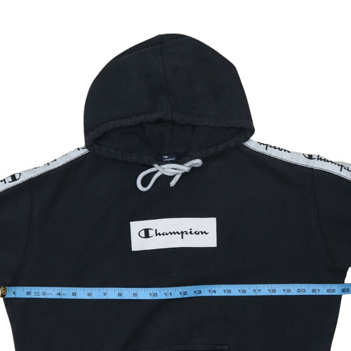 Champion Men's Black Small Pullover Hoodie Logo Tape Sleeve