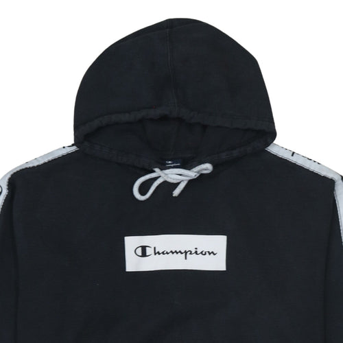 Champion Men's Black Small Pullover Hoodie Logo Tape Sleeve