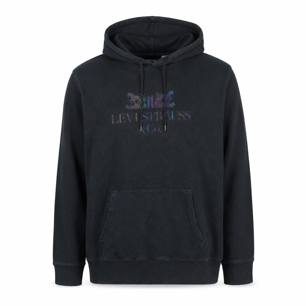 Front view of Levi's Men's Black Pullover Hoodie XL Graphic Logo Cotton Sweatshirt