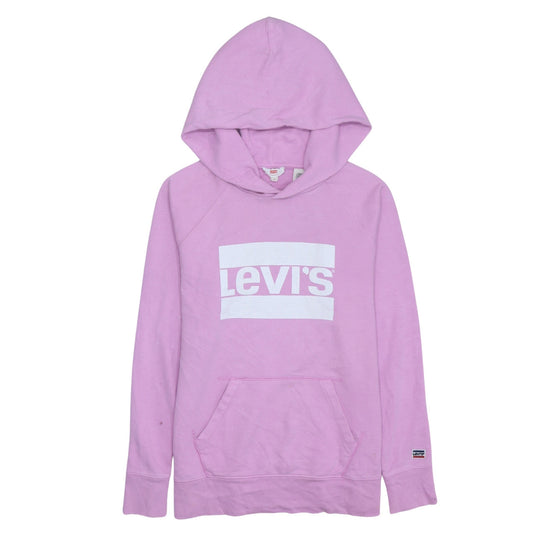 Levi's Womens Pink Pullover Hoodie Small Logo Graphic Hooded Sweatshirt