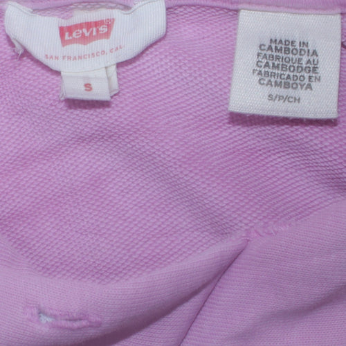 Levi's Womens Pink Pullover Hoodie Small Logo Graphic Hooded Sweatshirt