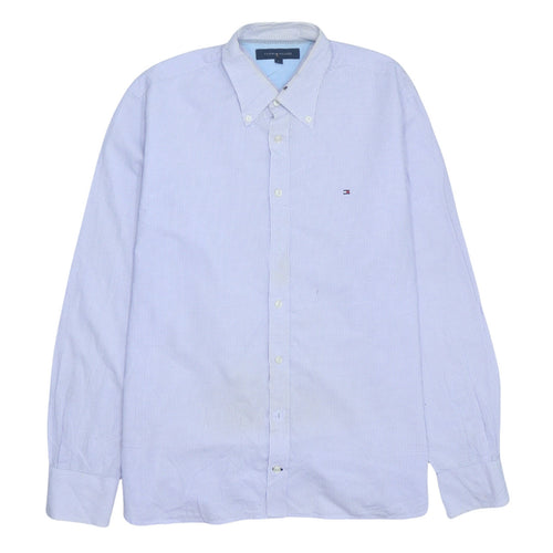 Tommy Hilfiger Men's Blue Checked Long Sleeve Button-Up Shirt Size L