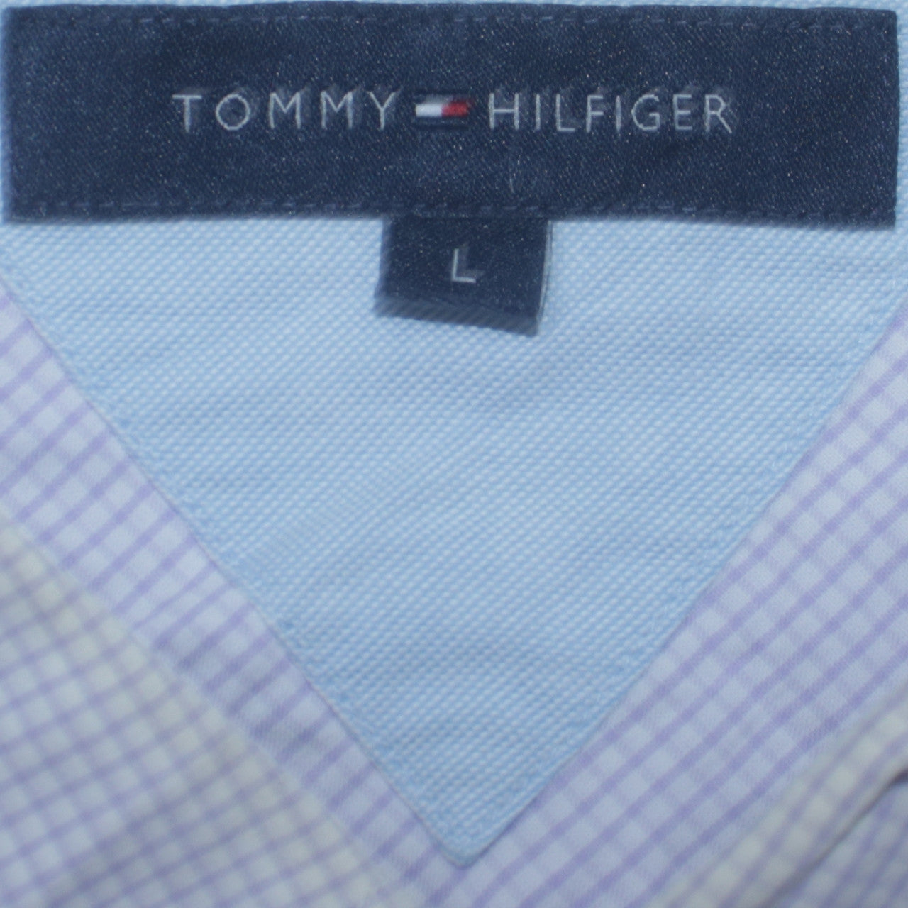 Tommy Hilfiger Men's Blue Checked Long Sleeve Button-Up Shirt Size L