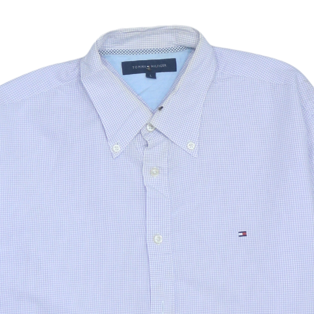 Tommy Hilfiger Men's Blue Checked Long Sleeve Button-Up Shirt Size L