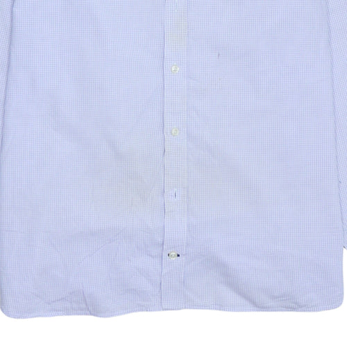 Tommy Hilfiger Men's Blue Checked Long Sleeve Button-Up Shirt Size L
