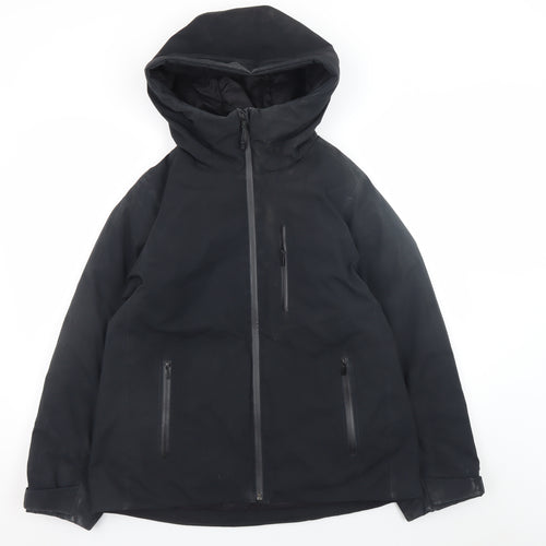 Uniqlo Men's Black S Down Puffer Hooded Jacket Water Resistant