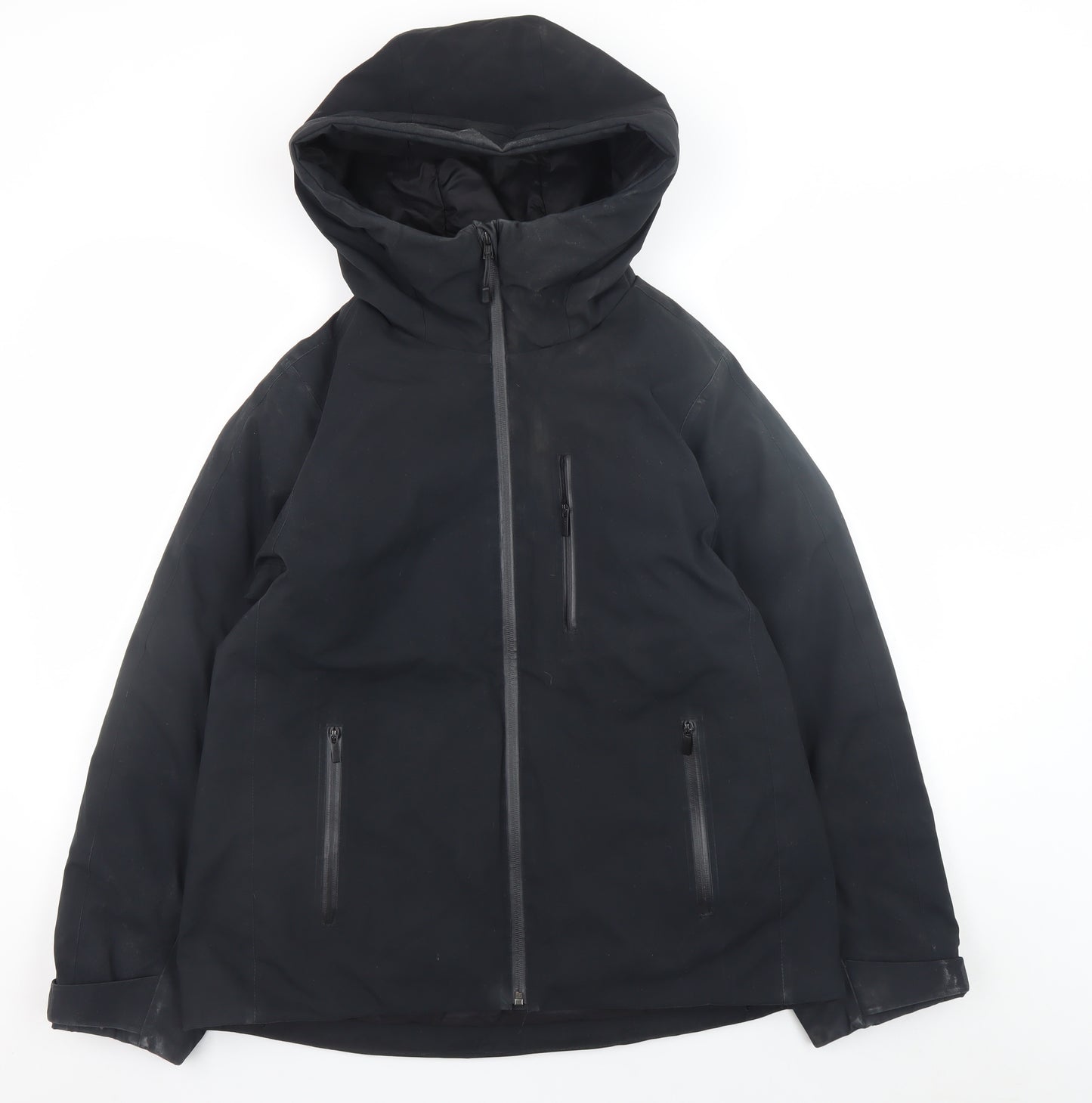 Uniqlo Men's Black S Down Puffer Hooded Jacket Water Resistant