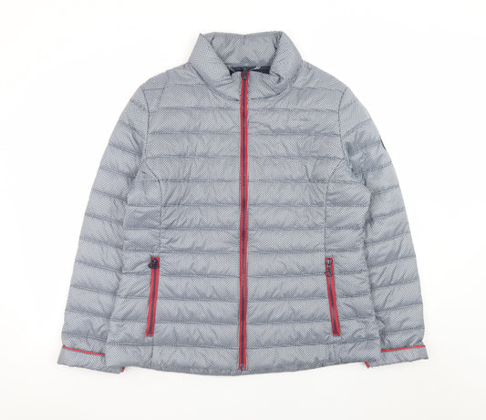 Junge Women’s Grey Puffer Jacket Size 12 Lightweight Quilted Coat