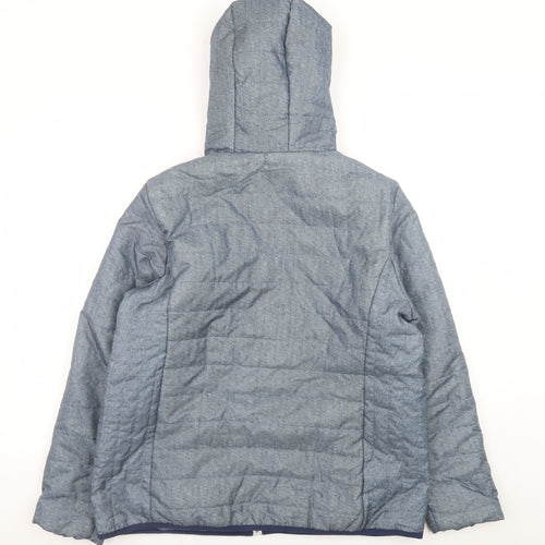 Nathalie Andersen Womens Blue Hooded Mid-Length Puffer Jacket M