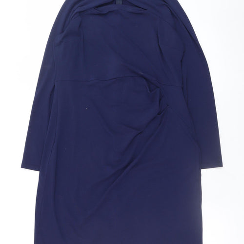 HotSquash Women Blue Size 18 Bodycon Knee Length Long Sleeve Dress