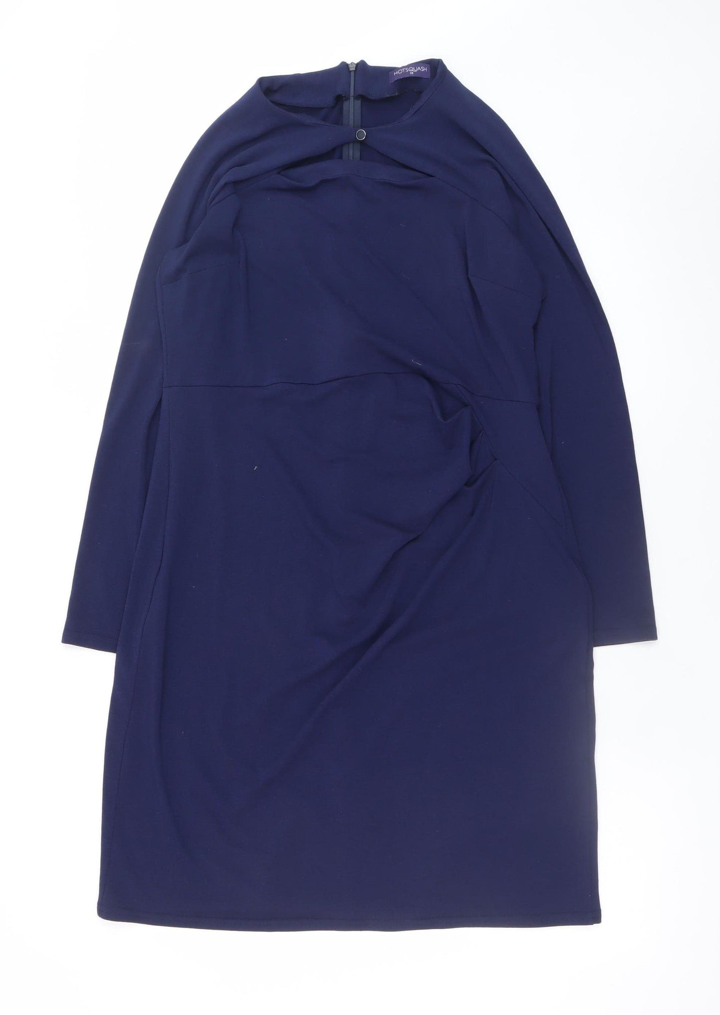 HotSquash Women Blue Size 18 Bodycon Knee Length Long Sleeve Dress