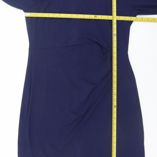 HotSquash Women Blue Size 18 Bodycon Knee Length Long Sleeve Dress