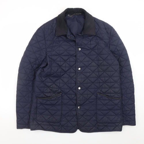 Jaeger Womens Blue Quilted Mid-Length Nylon Jacket M
