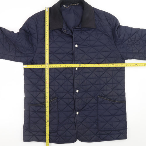 Jaeger Womens Blue Quilted Mid-Length Nylon Jacket M