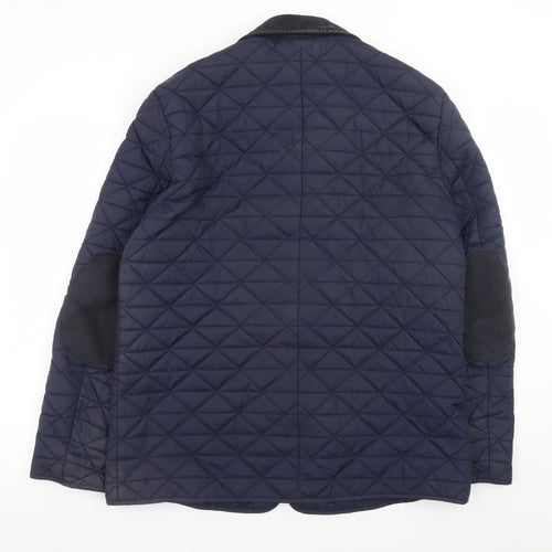 Jaeger Womens Blue Quilted Mid-Length Nylon Jacket M